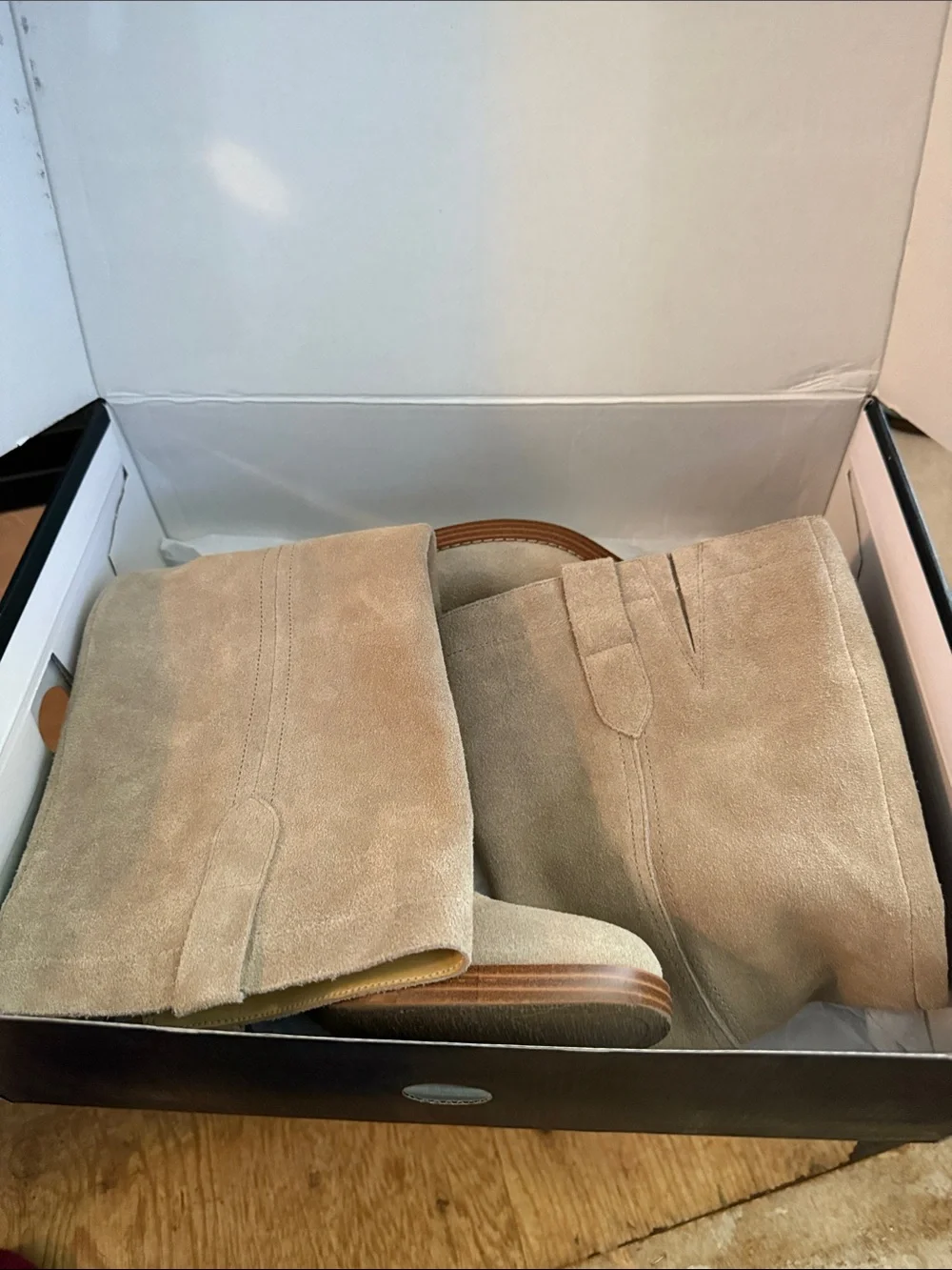 Nine West Hecee Tan Taupe Natural Tall Suede Knee-High Pull-On Boots 7.5 M